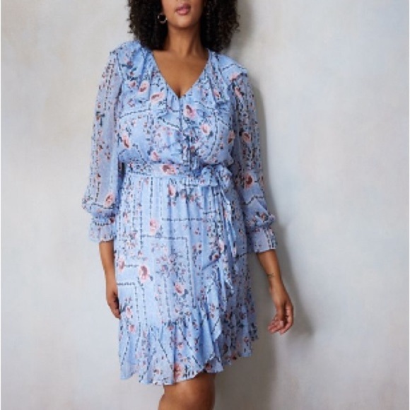 LC Lauren Conrad Ruffled Trim Wrap Dress size 3X NWT - Picture 1 of 9